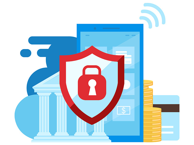 Mobile banking security flat illustration