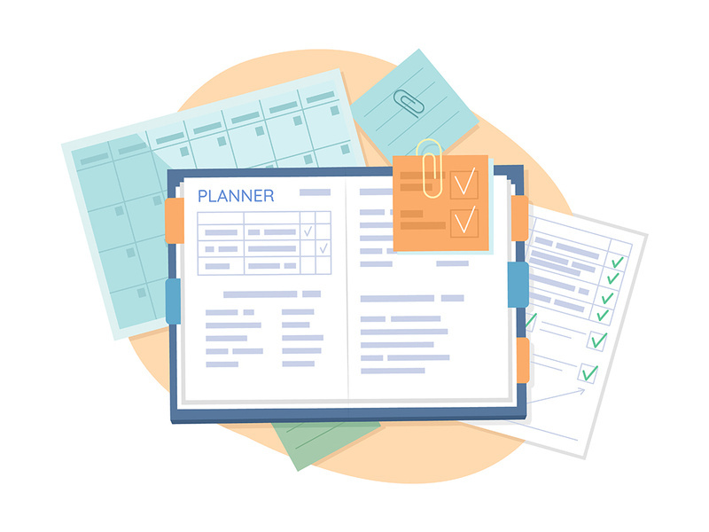 Work planner 2D vector isolated illustration
