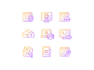 Online behavior monitoring gradient linear vector icons set preview picture