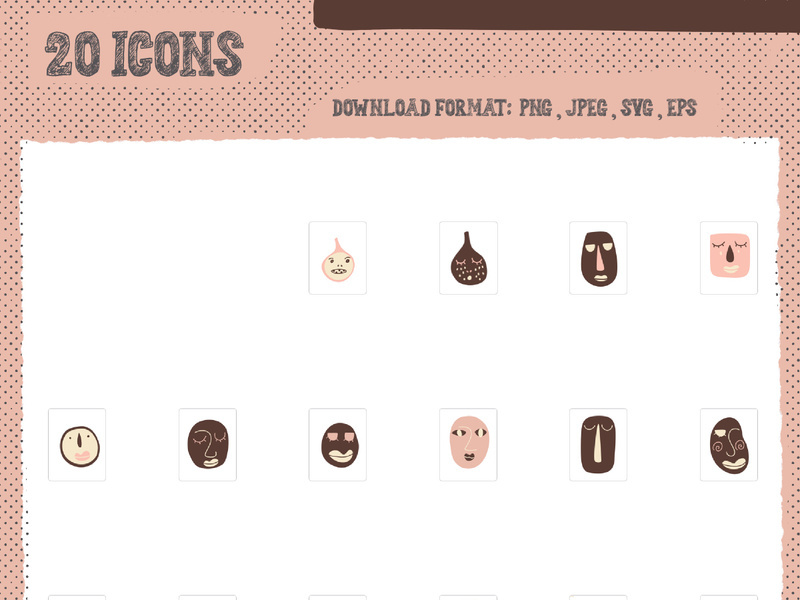 Face abstract icons illustration