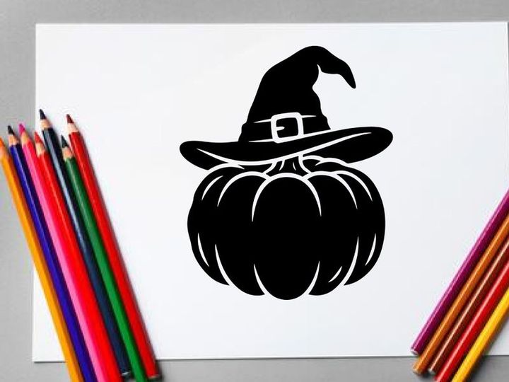 Halloween Pumpkin with Witch Hat for Fall Decorations and Festive Celebrations
