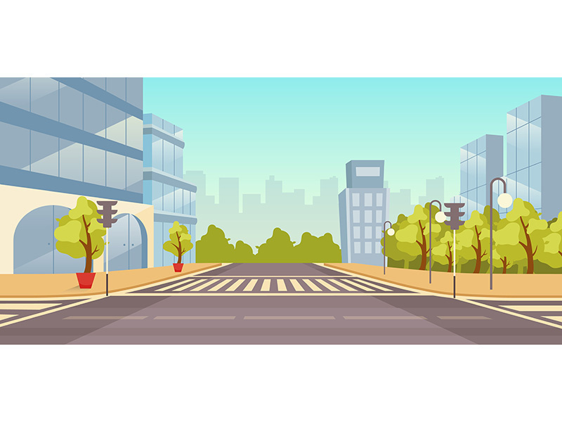City street flat vector illustration