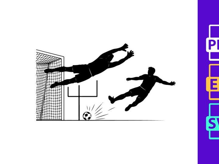 Soccer goalkeeper diving save attempt during intense match moment