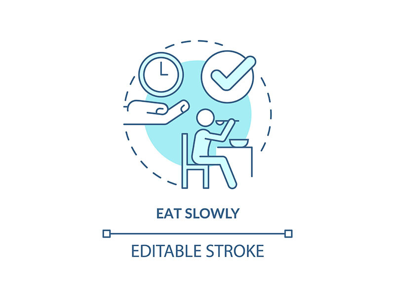 Eat slowly turquoise concept icon