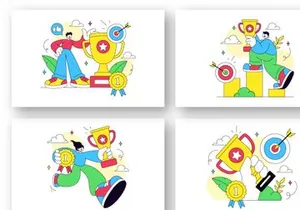10 Achievement Vector Illustration