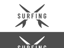 Vintage surfboard logo,surfing on summer beach.For business,badge,holiday, ,label,emblem.