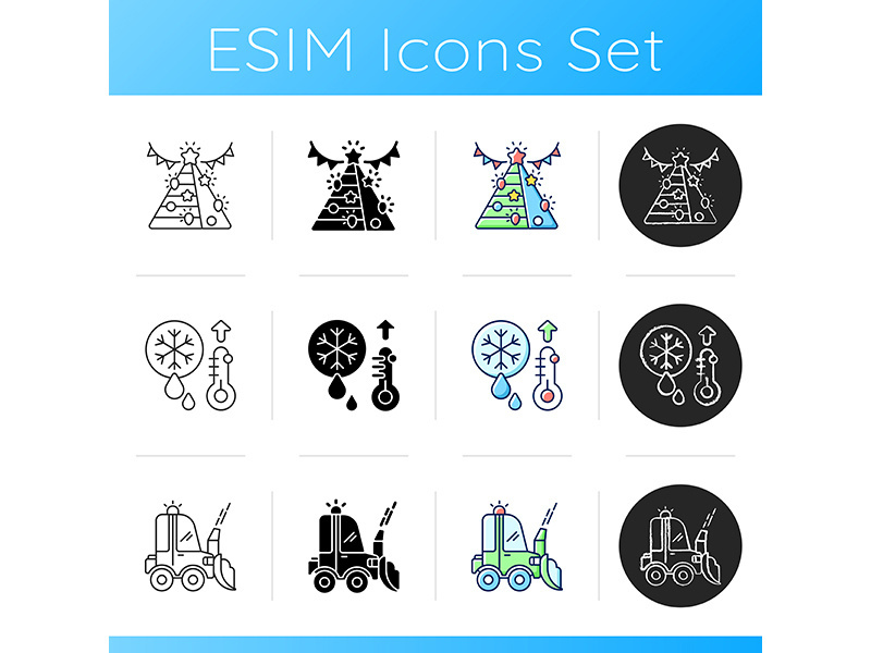 Winter cleaning service icons set