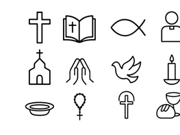 Minimal Christian Line Icons Set – Cross, Bible, Church, Dove, Prayer, Candle, Communion preview picture