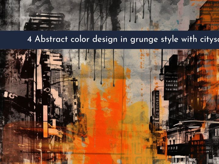Abstract color design in grunge style with cityscape
