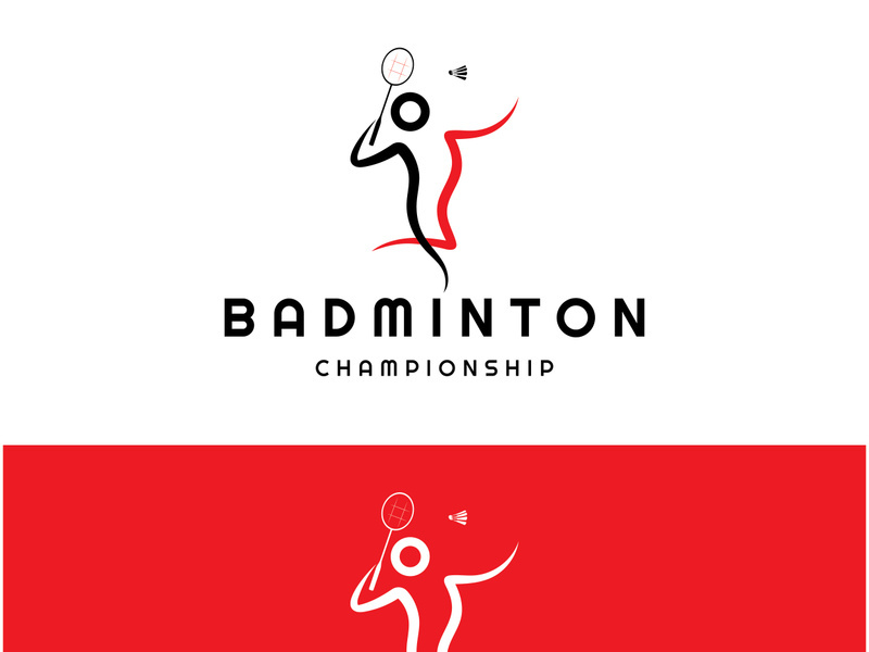 Modern Badminton logo design with Dynamic Shuttlecock and Racket, for championship, sport, sports shop, badminton school, business, company, tournament