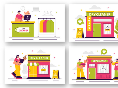 10 Dry Cleaner Store Service Illustration