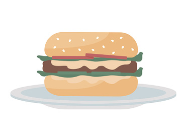 Hamburger semi flat color vector object preview picture