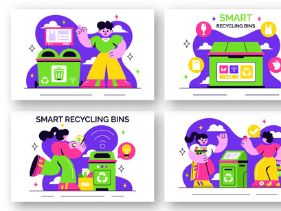 10 Smart Recycling Bins Illustration