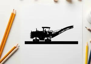 Silhouette of a large industrial machine with conveyor belt