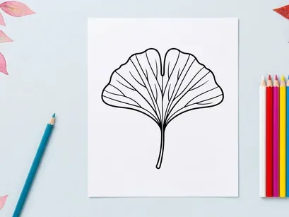 Minimalist black and white ginkgo leaf illustration. Elegant botanical design for nature-themed projects.