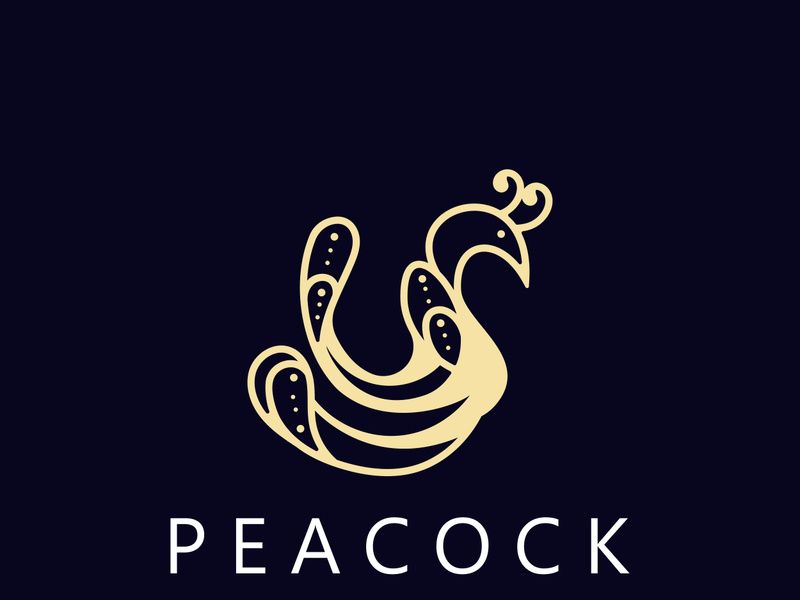 Peacock logo line art elegant concept icon design template flat vector illustration