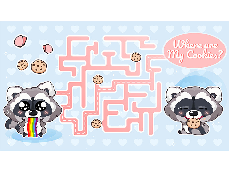 Where are my cookies labyrinth with cartoon character template