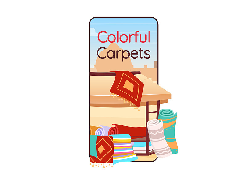 Colorful carpets cartoon smartphone vector app screen