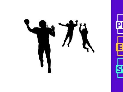 American football players in action silhouette illustration