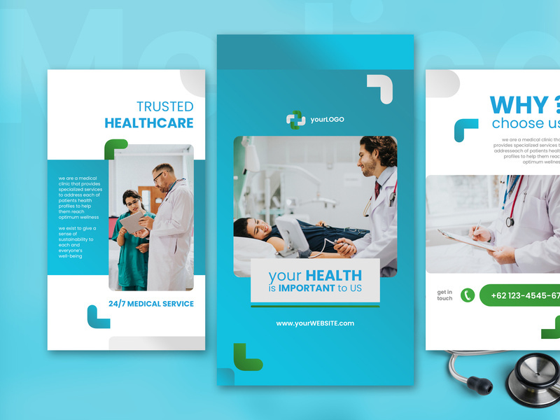 Medical Social Media Story Template with Blue color theme