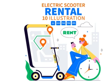 10 Electric Scooter Rental Service Illustration preview picture