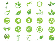 Logos of green Tree leaf ecology