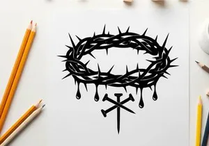Silhouette of a crown of thorns with cross