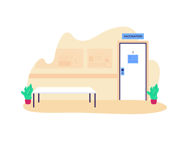 Hospital waiting room for vaccination flat concept vector illustration