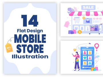 14 Mobile Store or Shopping Online in App Illustration preview picture