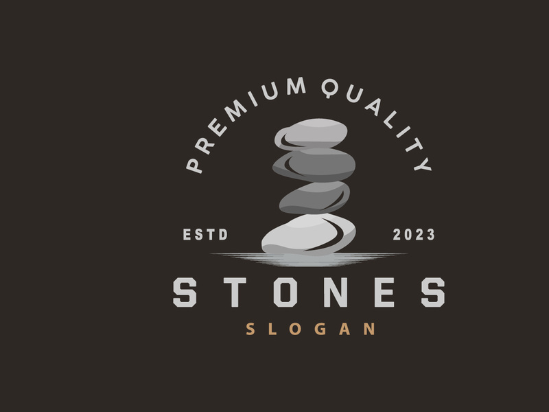 Stone Logo, Premium Elegant Design, Stone Balance Vector