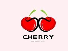 Cherry Fruit logo, Red Colored plant vector illustration, Fruit Shop Design, Company, Sticker, Product Brand