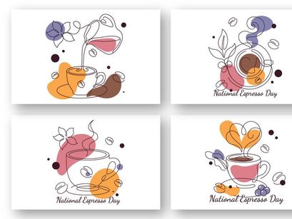 6 National Espresso Day Illustration