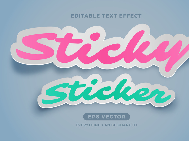 Sticky Sticker editable text effect style vector
