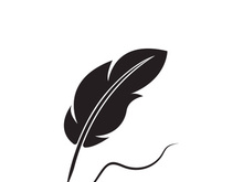 Feather quill design icon and logo illustration classic stationery