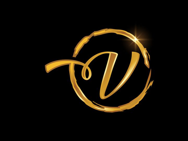 Golden color English hand-drawn alphabet in a brush circle on black background