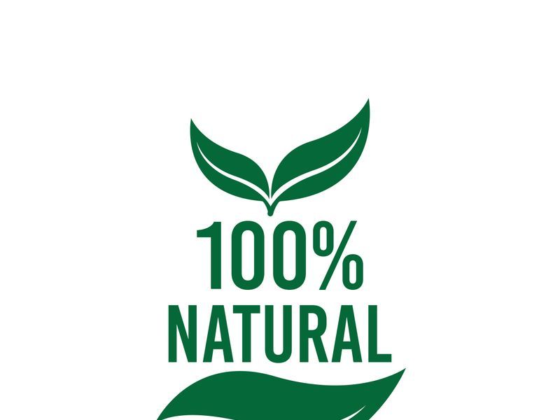 100% Natural and organic product badge vector green icon