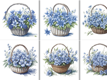 Watercolor Flower Basket Design preview picture