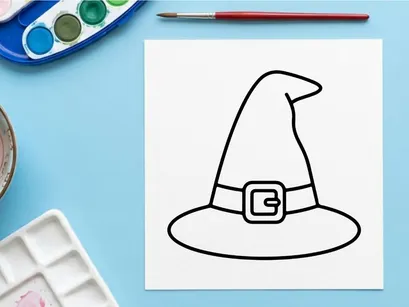 Einfaches Hexenhut-Symbol für Halloween-Design. Minimalistische Vektorillustration eines Zaubererhuts für Kostüme und Magie-Themen.