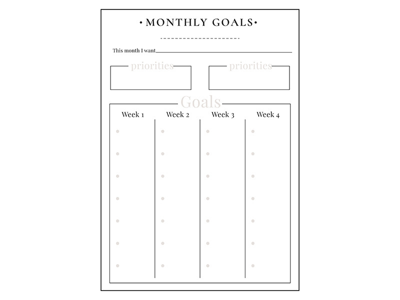Monthly tasks minimalist planner page design