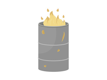 Fire In barrel for homeless people semi flat color vector object preview picture
