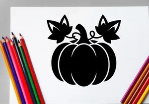 Stylized Halloween Pumpkin with Leaf Decorations for Fall Decor
