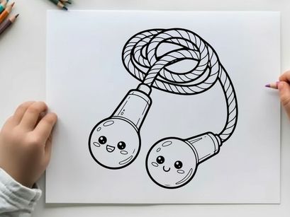 Cute light bulbs with faces holding rope vector illustration