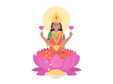 Lakshmi goddess semi flat color vector character preview picture
