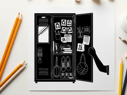 Silhouette of a vending machine with open door and arm