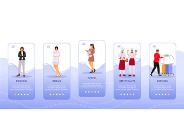 Hotel onboarding mobile app screen vector template preview picture