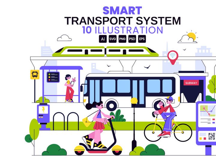 10 Smart Public Transport System Illustration
