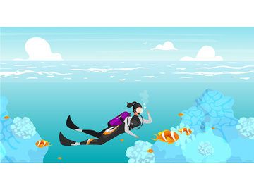 Scubadiving flat flat vector illustration preview picture