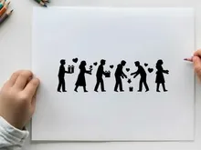 ilustrasi vektor desain rata datar pertukaran hadiah pasangan hari kasih sayang