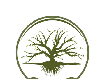 Root Leaf Family Tree of Life Oak Banyan Maple Stamp Seal Emblem Label logo design vector preview picture