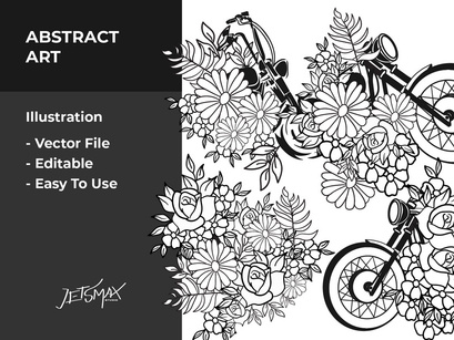 Flower x Motorcycle art Vector Bundle